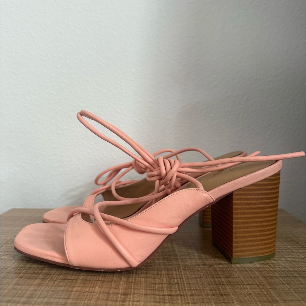 SABO Baby Pink Strappy Block Heel Sandals Size 9